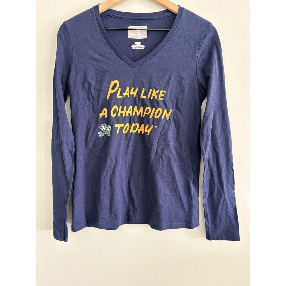 Notre Dame Top Womens Small Blue Play Like A Champion Today Fighting Irish